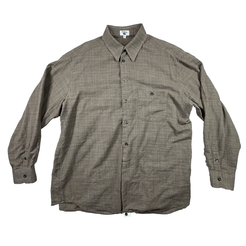 Zanella Men's 2XL Brown Windowpane Woven Cotton Made In Italy SEE DESCRIPTION